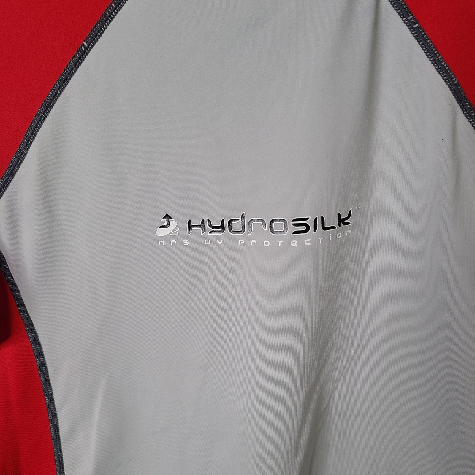 NRS Shirt Mens XL Red Gray Rash Guard Short Sleeve HydroSilk UV Protection Water