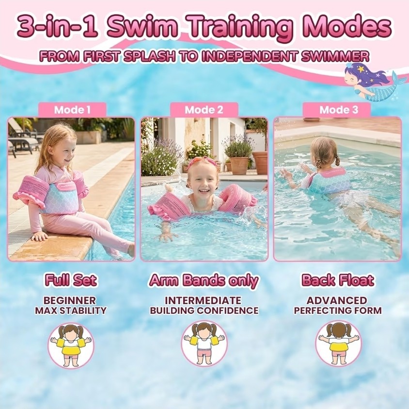 New MamboBaby Toddler Swim Vest For 3-8 Years, Unicorn Design