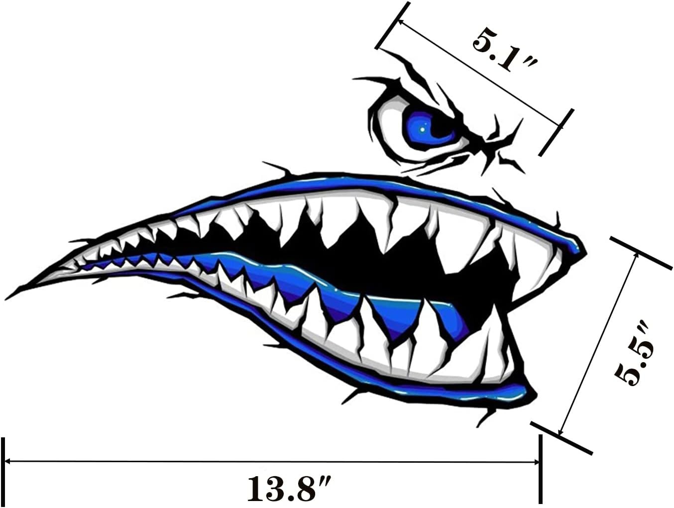 2Pcs Shark Teeth Mouth Kayak Stickers，Kayak Decals Waterproof DIY Funny Graphics