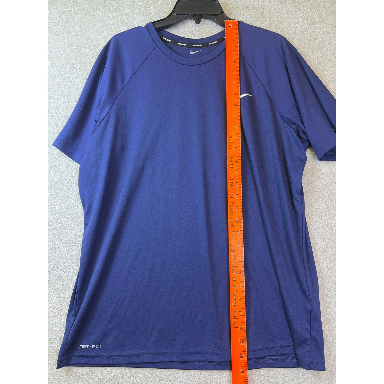 Nike Swim Rash Guard Mens Large Blue Dri-Fit UPF 40+ Short Sleeve Shirt NESSA586