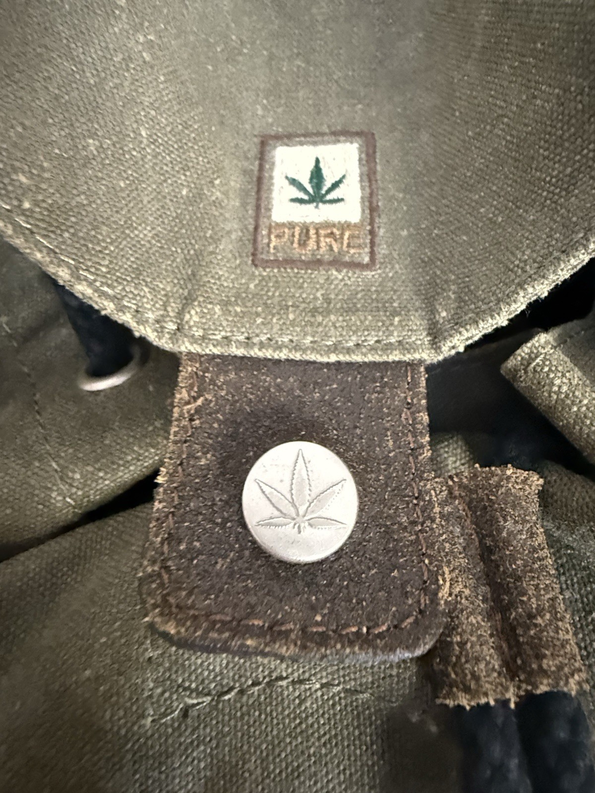 ✿ PURE Hemp Canvas Backpack Small Army Green Boho Rucksack Eco Hemp Bag