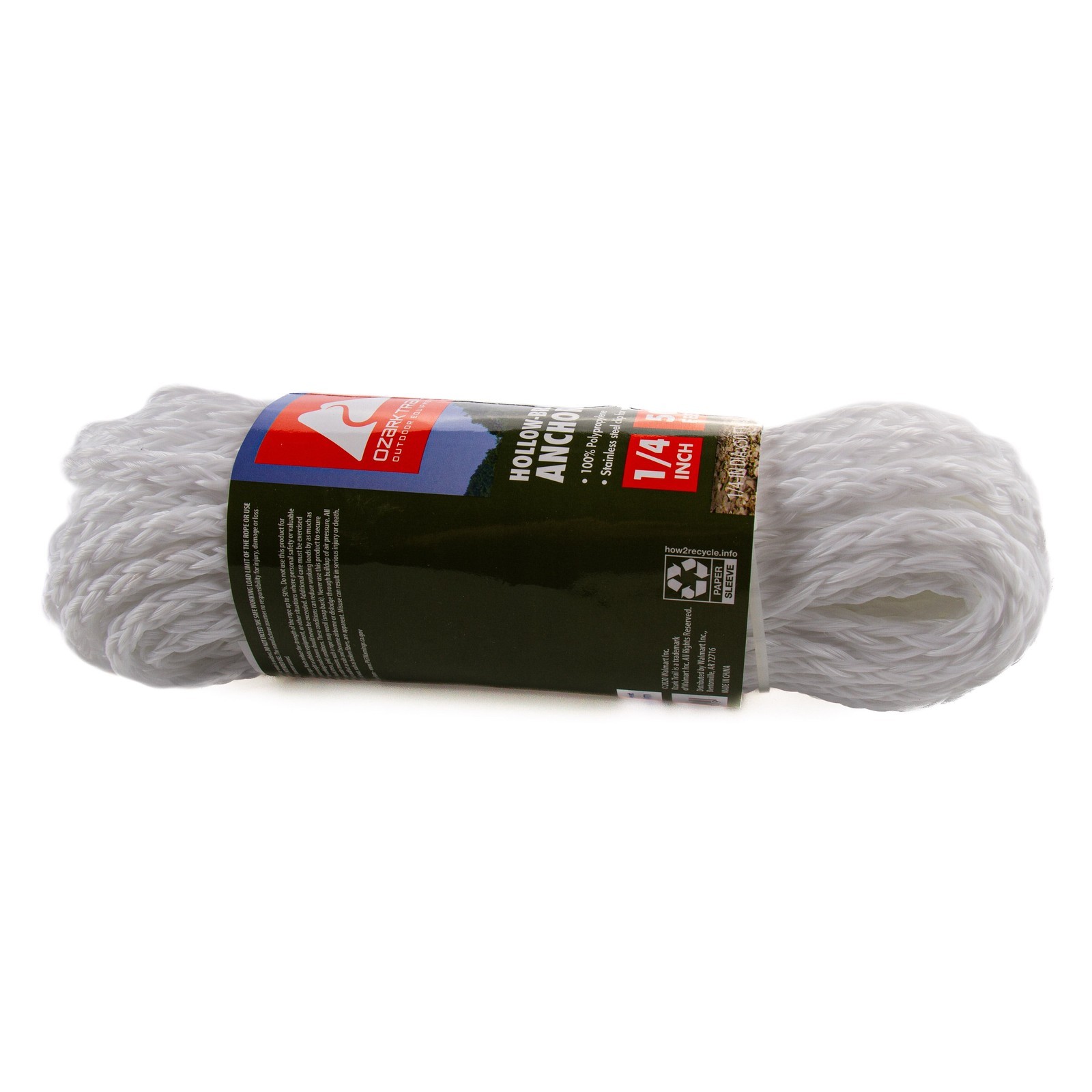 1/4″x50′ Polypropylene Anchor Line White color 50 Foot Length.