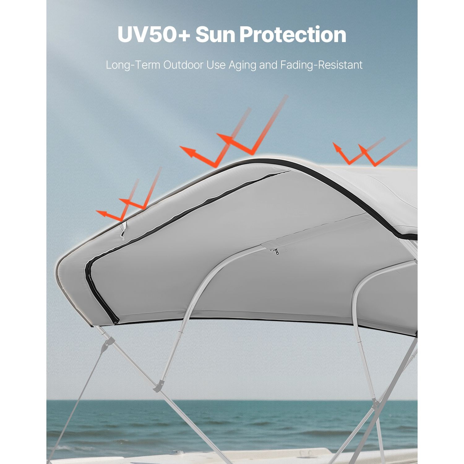 4 Bow Bimini Top Replacement Cover, 8 ft, 600D Waterproof Boat Sun Shade with
