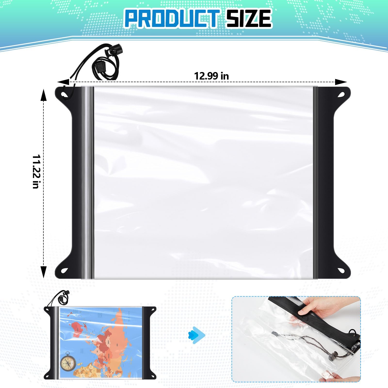 Waterproof Map Case TPU Guide Map Case Holder with Clear Window 13 x 11 Inch …