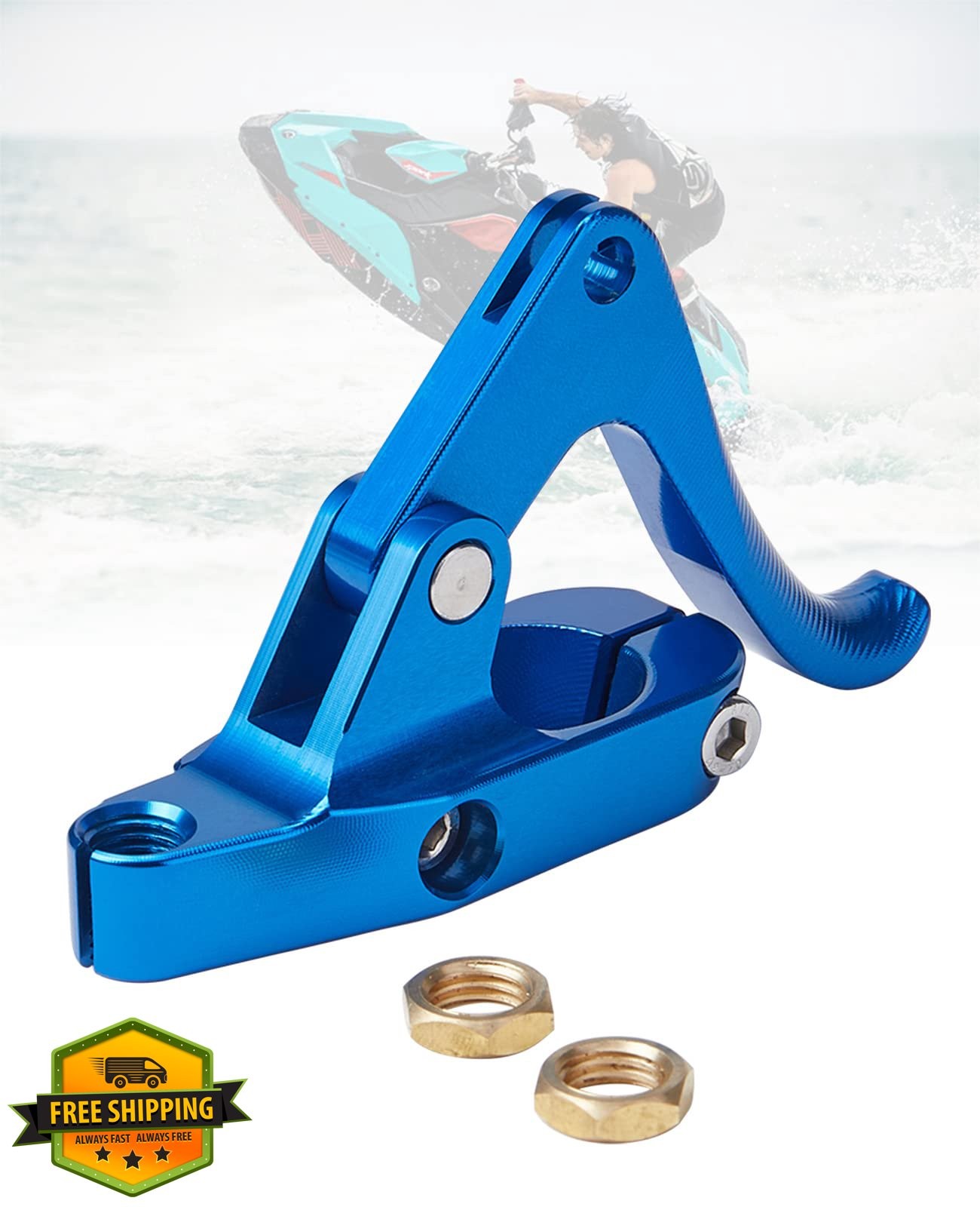 KEMIMOTO Jet Ski Finger Throttle Sliver Blue Aluminum Alloy