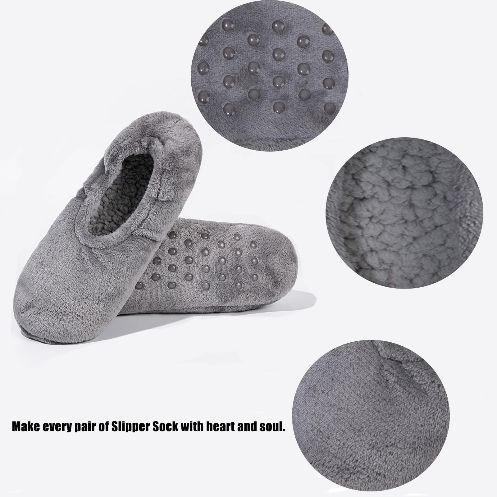 Slipper Socks for Women, 2 Pair Slipper Socks with Grips for Woman, Non Slip …