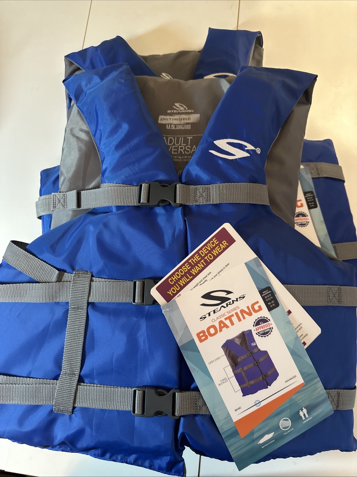 NWT Stearns Boating Life Vests- Universal Adult, 90+ Lbs