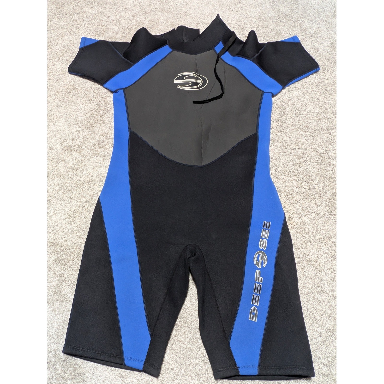 Deep See Wetsuit Mens XXL Black Blue Shorty Springsuit Neoprene Scuba Snorkeling
