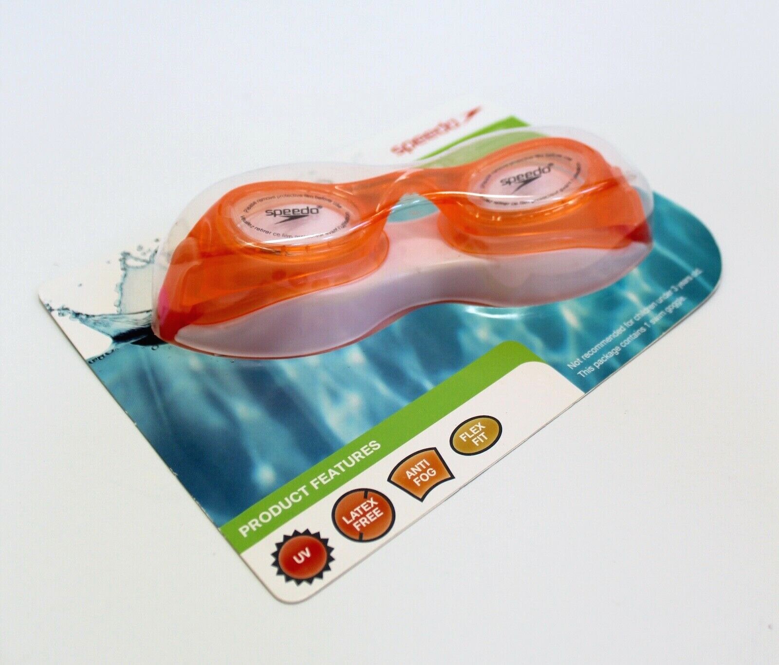 Speedo Kids Glide Orange Swim Goggle Ages 3-8 Sealed NEW