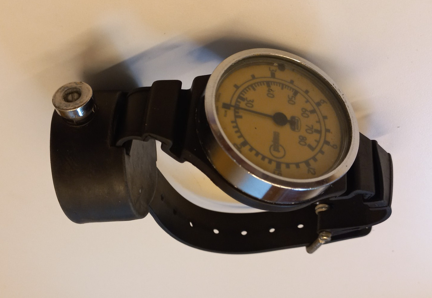 VTG 70s Swiss UWATEC Wrist Depth Gauge & BOTTOM TIMER Princeton Tectonics USA