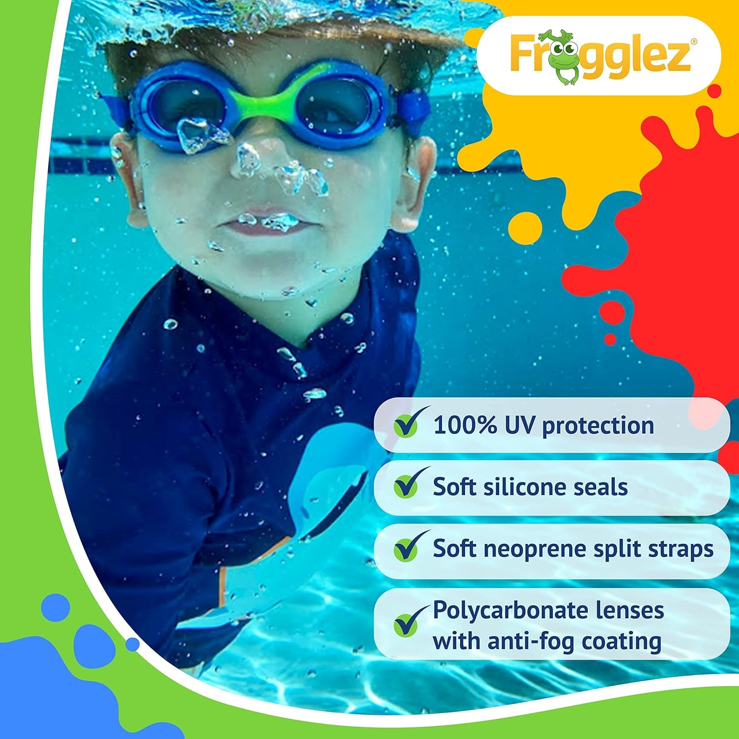 Anti-Fog Swimming Goggles for Kids under 10 (Ages 3-10) Recommended by
