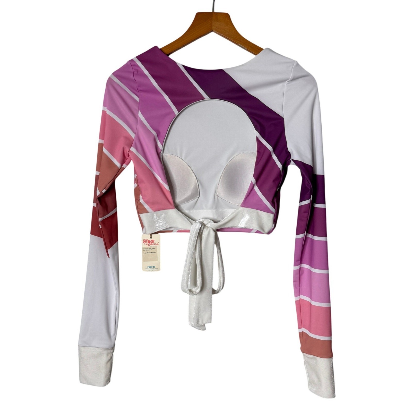 Saint Ida Purple Sands Rainbow Long Sleeve Rashguard Swim Top Womens Small NEW