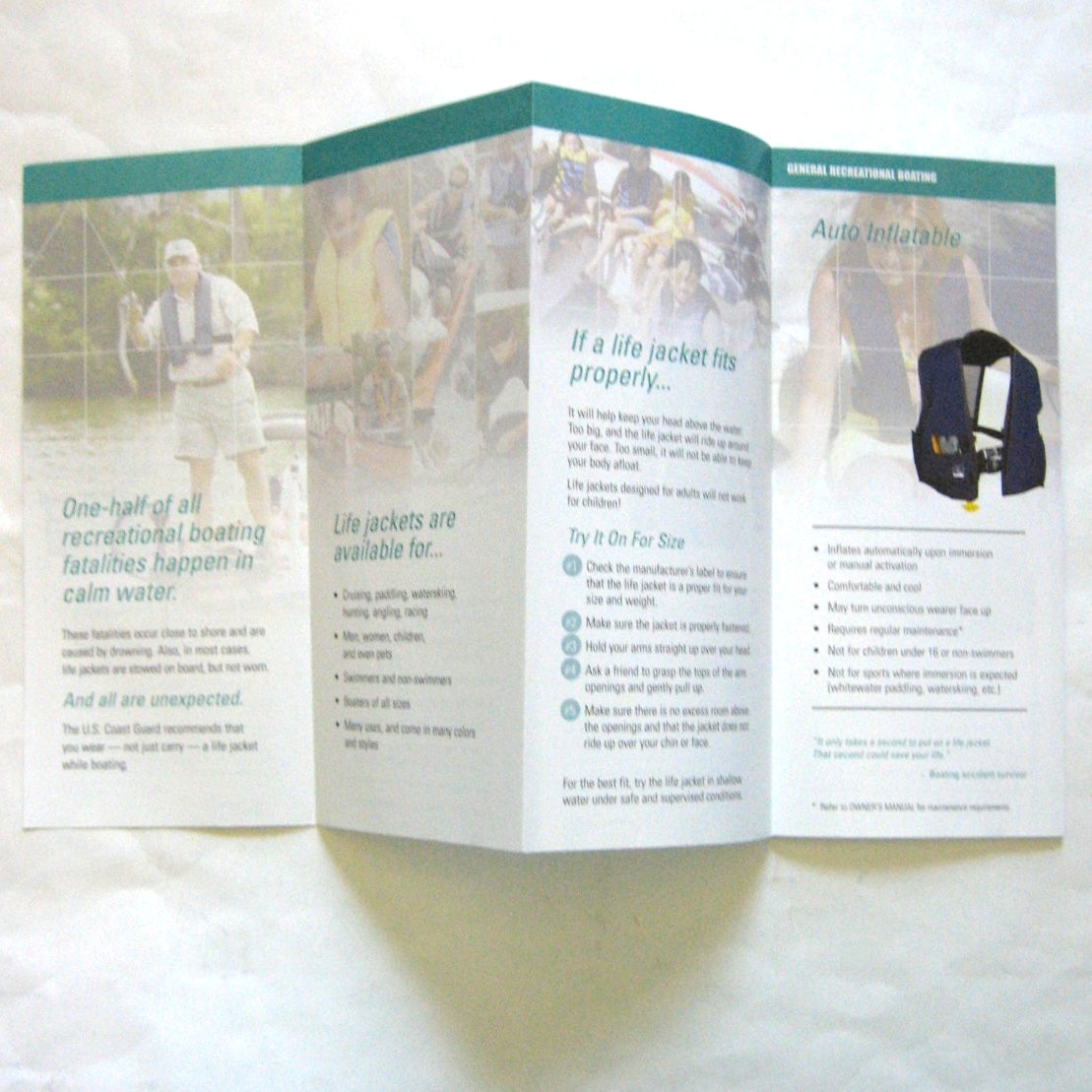 4 Boating Safety Brochures Coast Guard Paddling Life Jacket Personal Watercraft