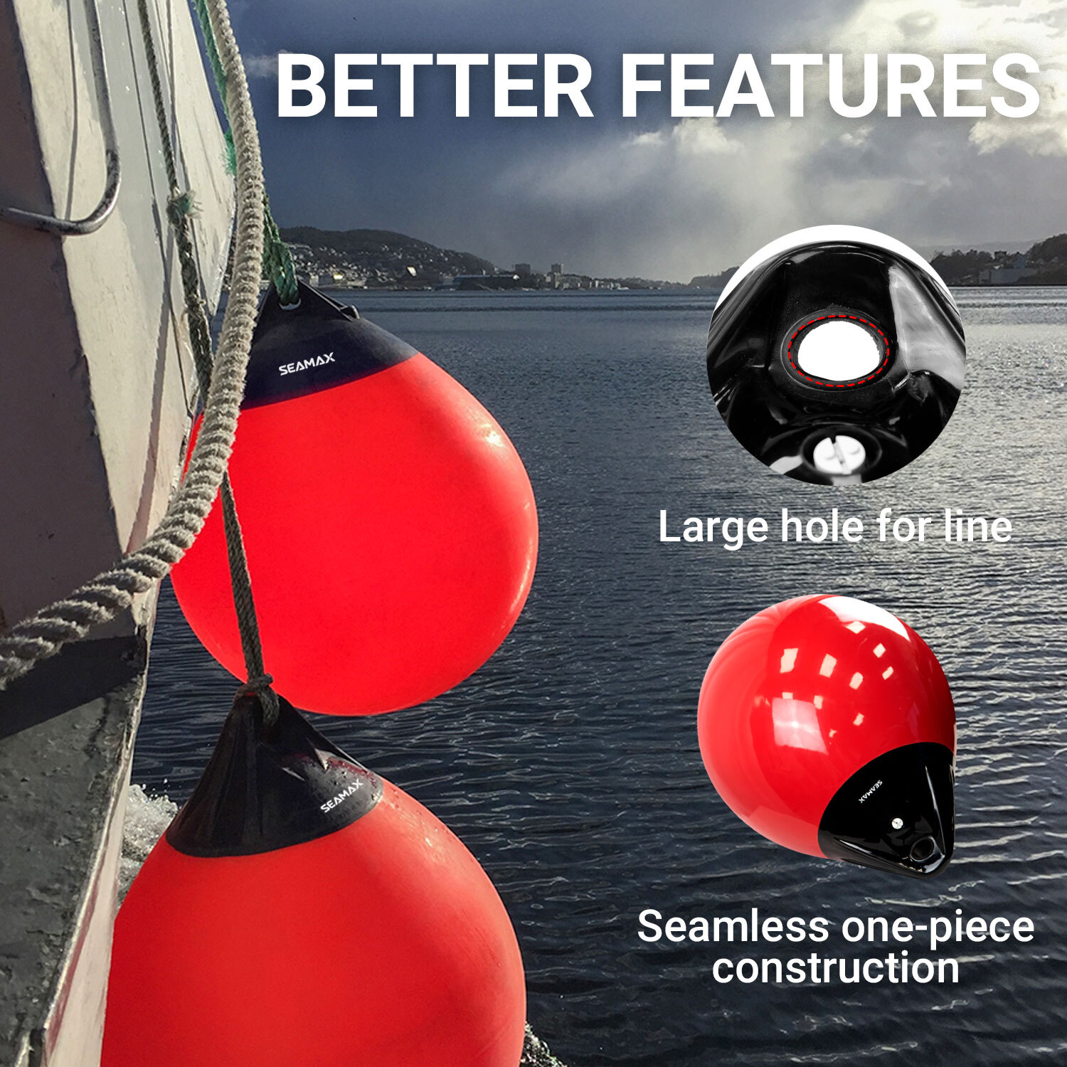 Boat Fenders Ball Round Anchor Buoy, Heavy-Duty Marine-Grade Vinyl 12″ or 16″