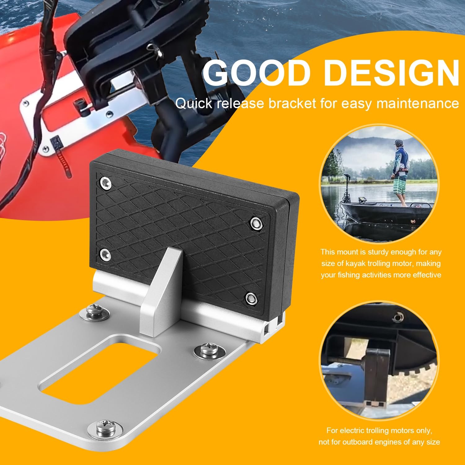 Universal Transom Trolling Motor Mounting Bracket for Kayaks/Kayak Marine Boa…