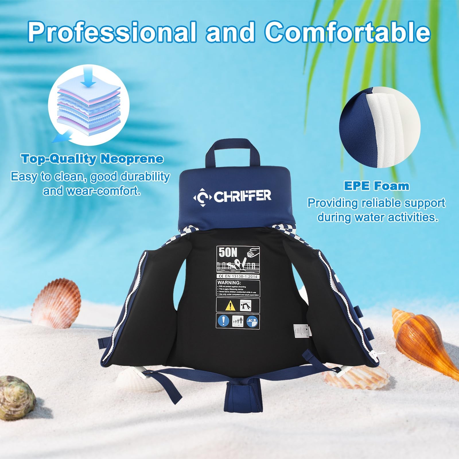 Swim Vest for 20-70 Pounds Boys and Girls, Easy On/Off Zipper, Swimming Jacke…