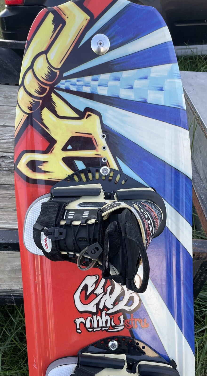 Vintage Cwb Robby Stru Wakeboard 132cm W/ Torq Bindings Large/XL Pro Model 3082