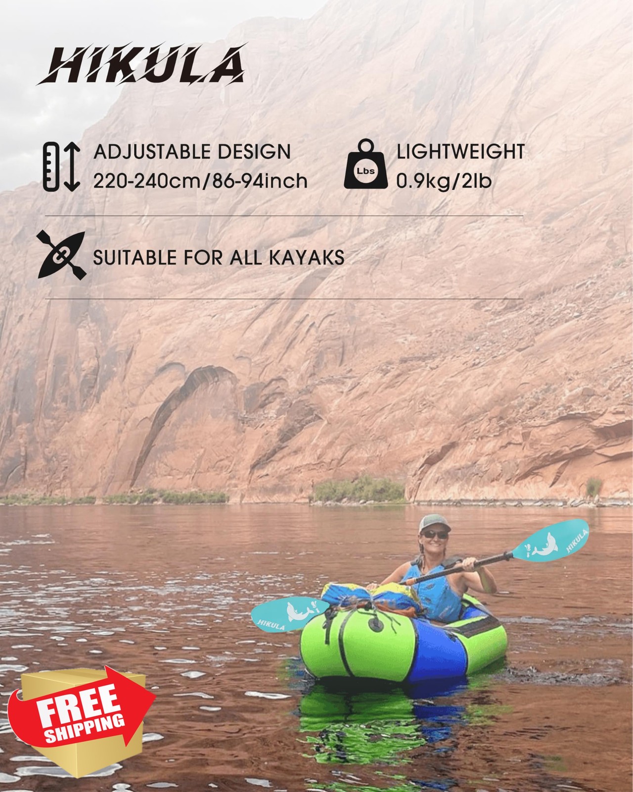 HIKULA Carbon Fiber Kayak Paddle Dolphin Green