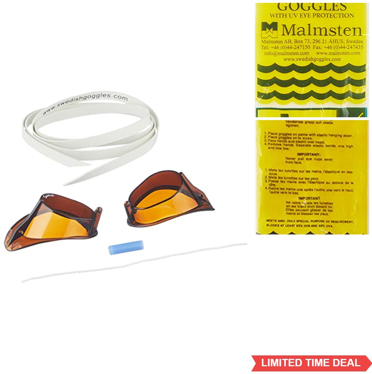 Swimming Goggles Smoke UV Protection Polycarbonate Lens Adjustable Strap