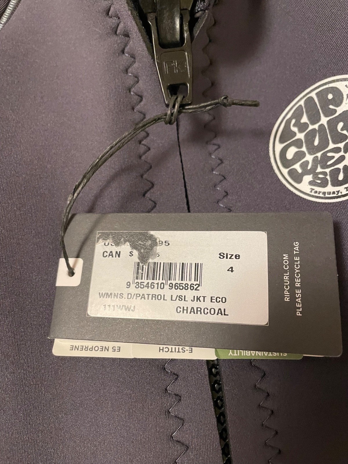 Rip Curl Dawn Patrol 2mm Womens wetsuit jacket Dark Grey Floral Surf Summer $75
