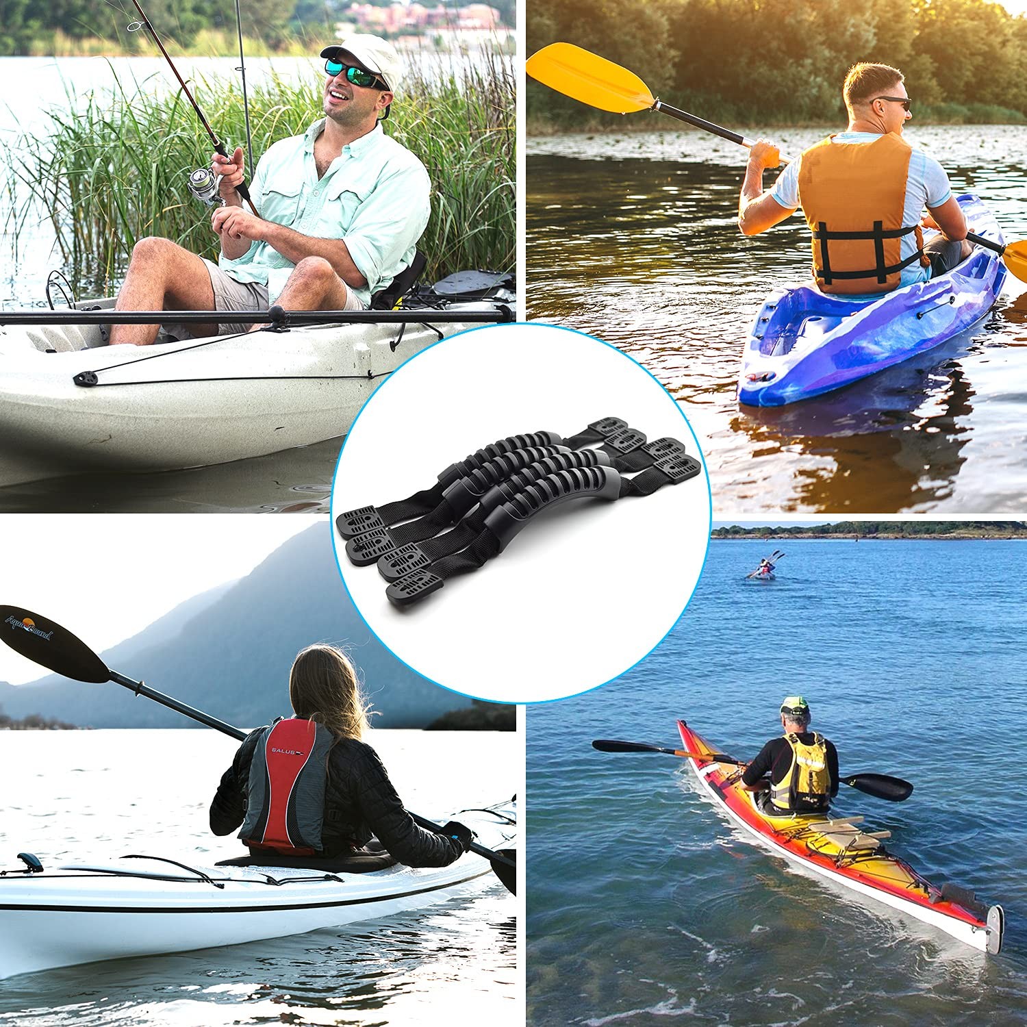 Kayak Carry Handle Rigging Kit Canoe Handles 15FT 6mm Elastic Bungee Replacement