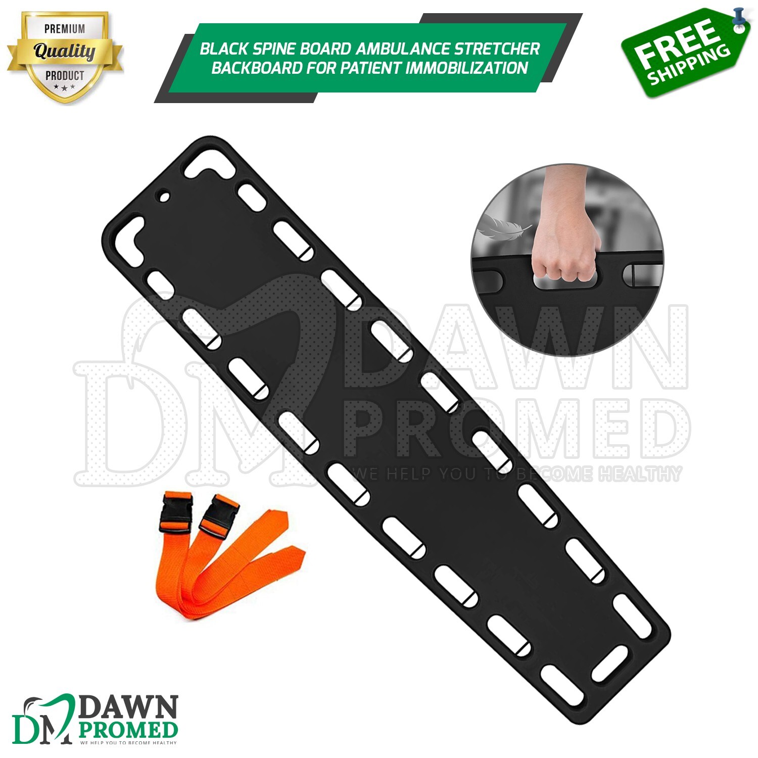 Spine Board Ambulance Stretcher Black Backboard for Patient Immobilization