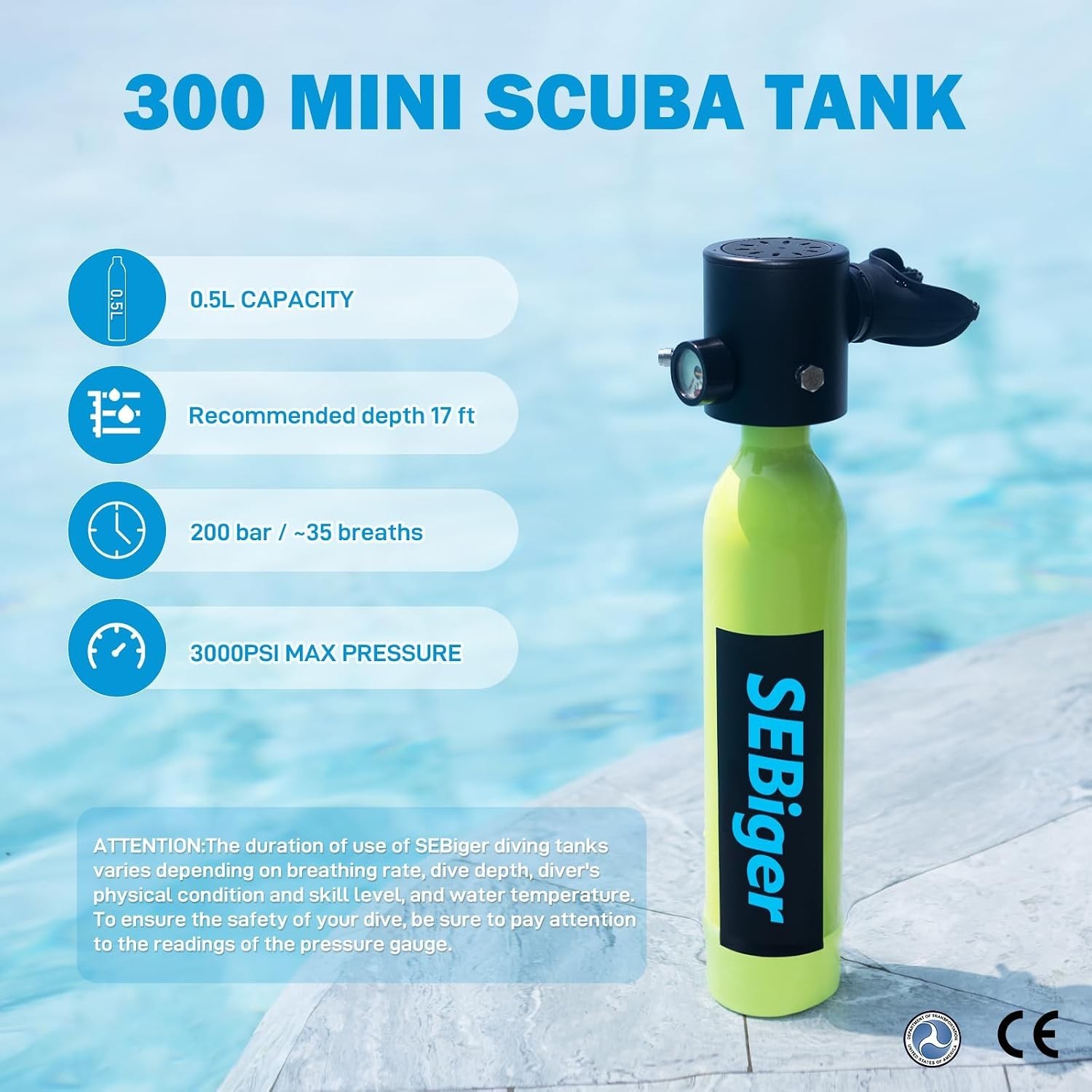Lightweight 0.5L Scuba Pony Bottle – Ultimate Companion for Divers & Adventurers