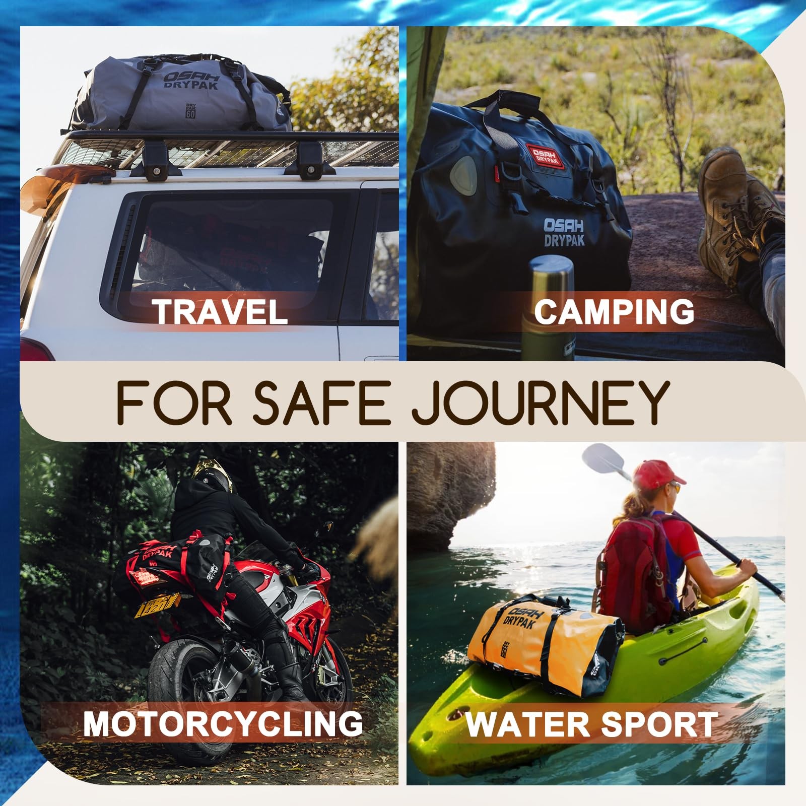 Waterproof Duffel Bag – Motorcycle Dry Tail with 25L, Carbon Fibre