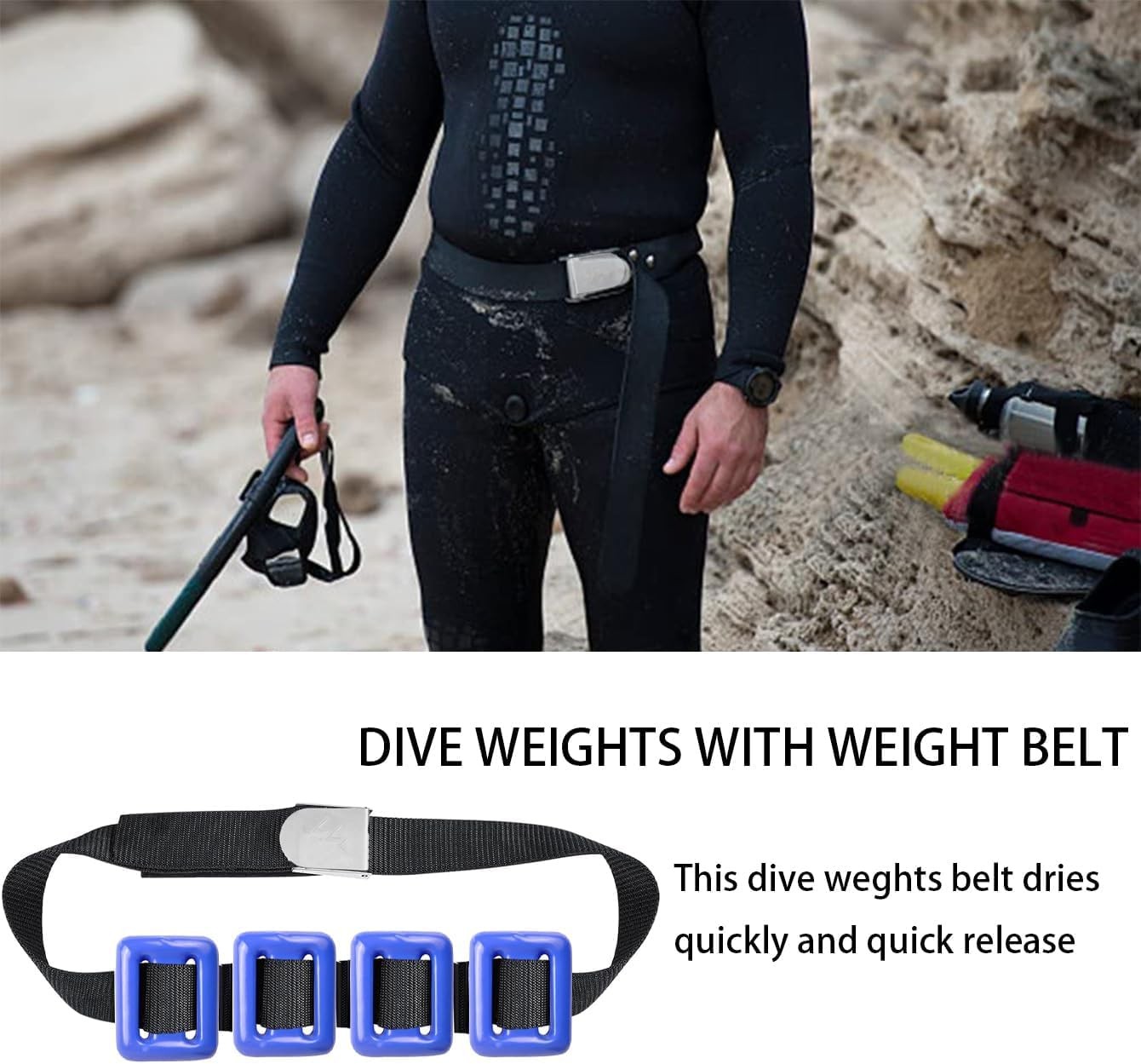 Dive Belt with 1.1lb / 0.5kg, Blue：4 Weights +