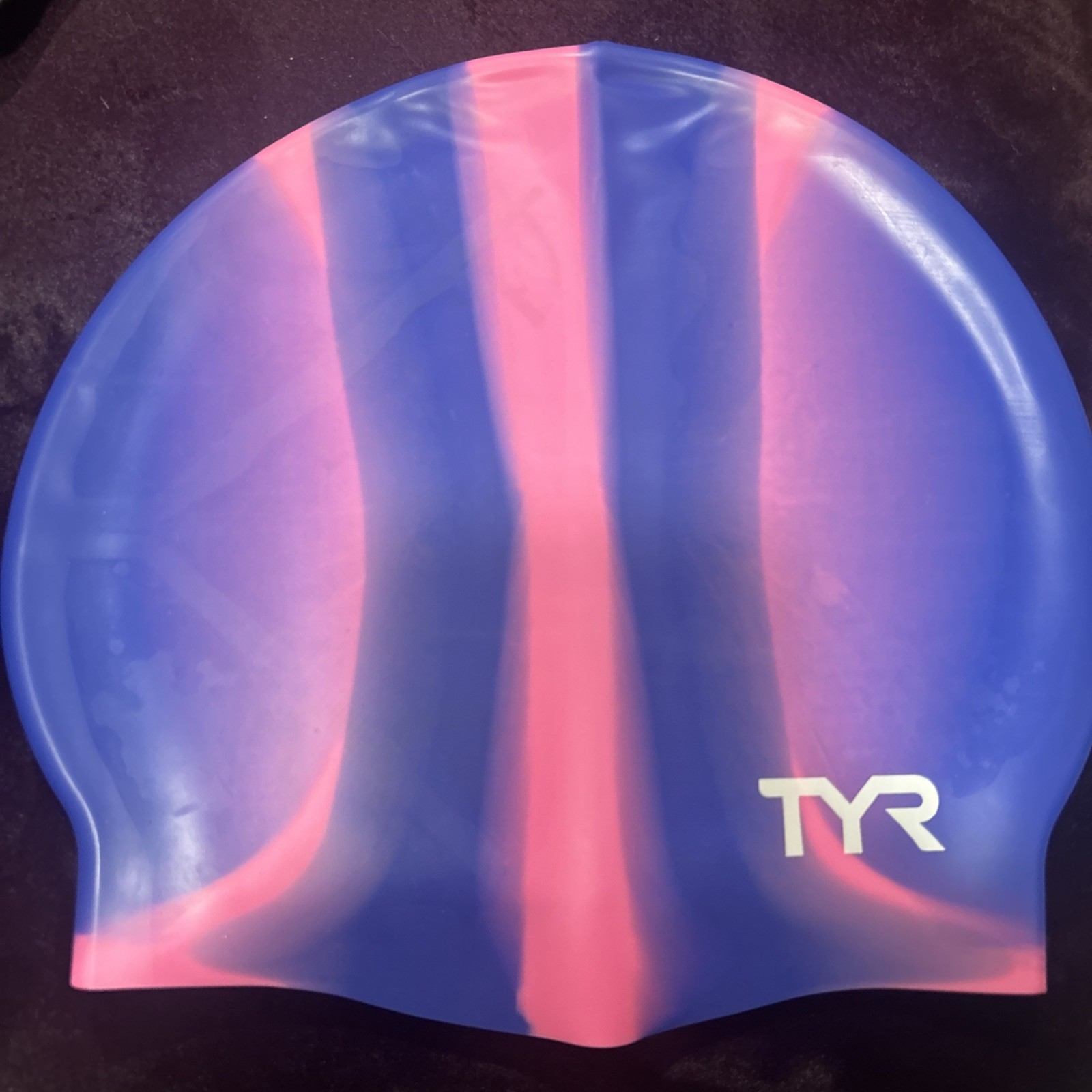 NEW TYR Graphic Silicone Swim Cap 100% Hypoallergenic Pink and Blue