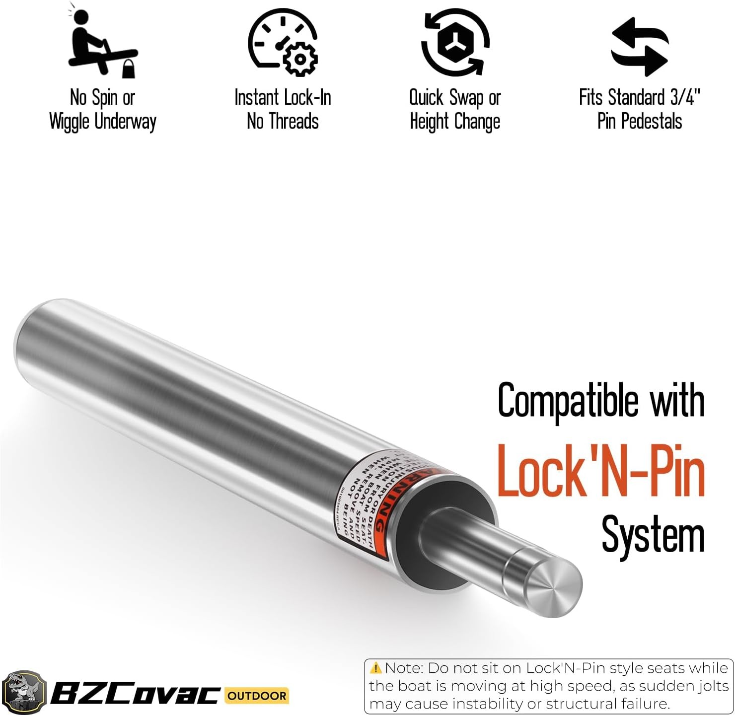 For 3/4″ Boat Seat Pin Post 13″ 2-Pack Aluminum Lock-in Pedestal Marine Base
