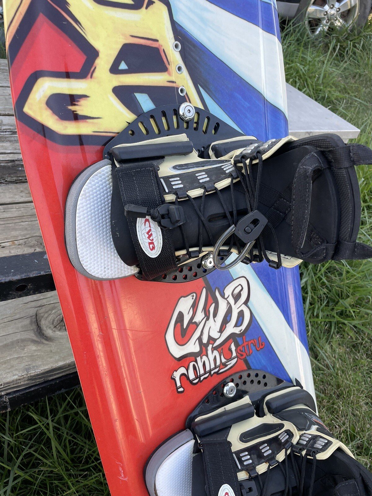 Vintage Cwb Robby Stru Wakeboard 132cm W/ Torq Bindings Large/XL Pro Model 3082