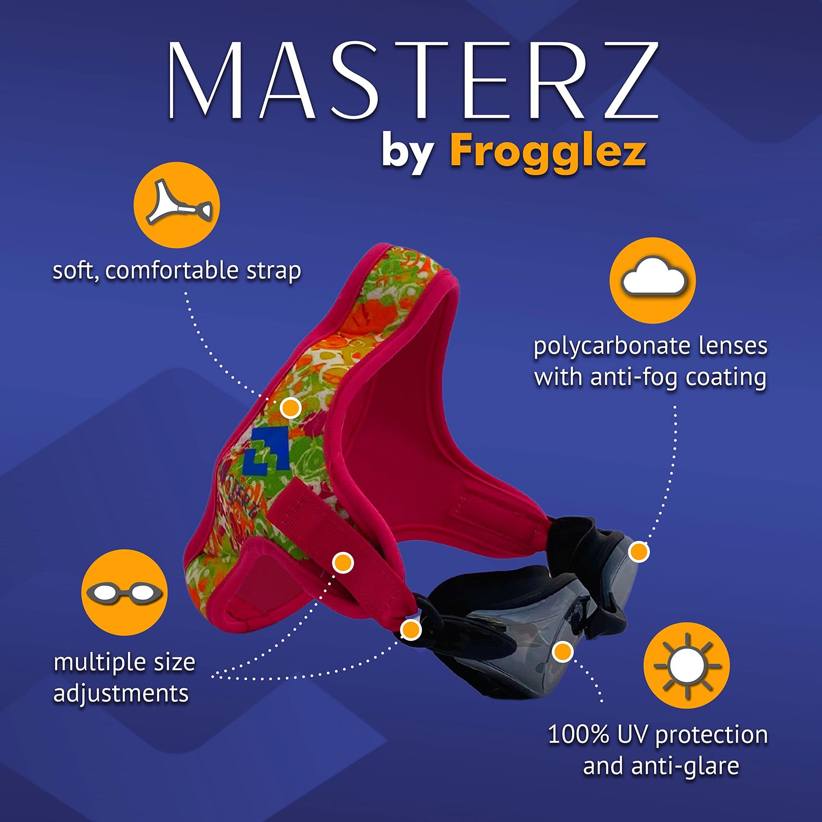 Masterz Swim Goggles for Adults & Teens, Anti Fog Mirrored Goggles