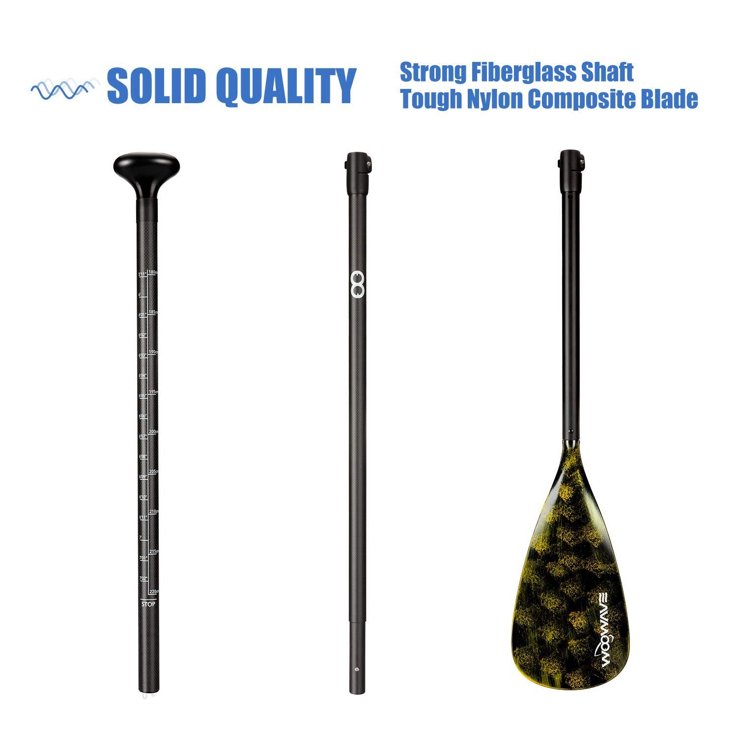 SUP Paddle Adjustable 3 Piece Fiberglass Stand-Up Paddles Floating Portable P…
