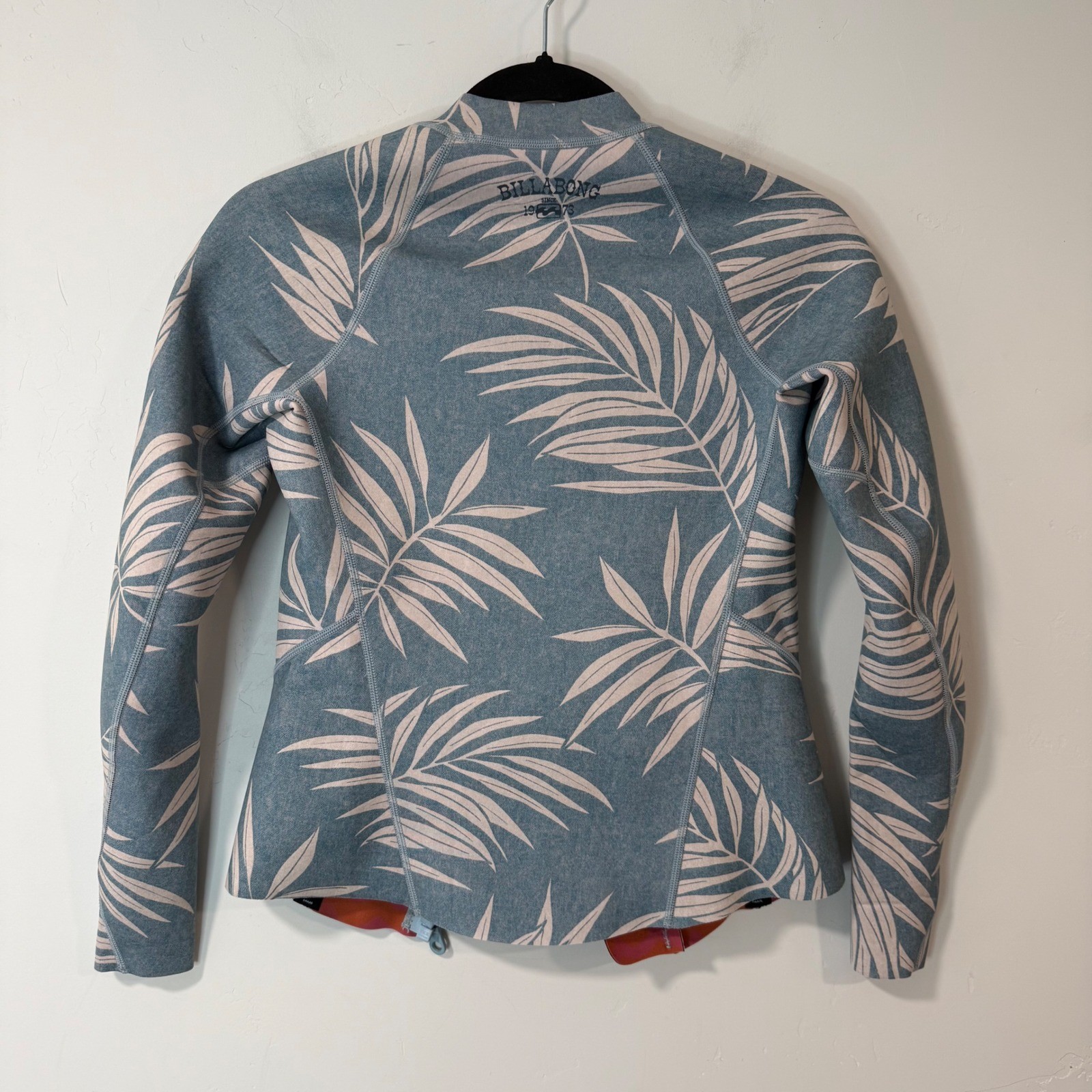 Billabong Womens Cheeky Wetsuit Jacket 8 Blue Palm Print Surf Capsule 2mm Zip