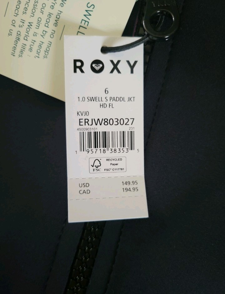 NEW ROXY Size 6 swell 1.0 paddle jacket hooded wetsuit women’s black pink