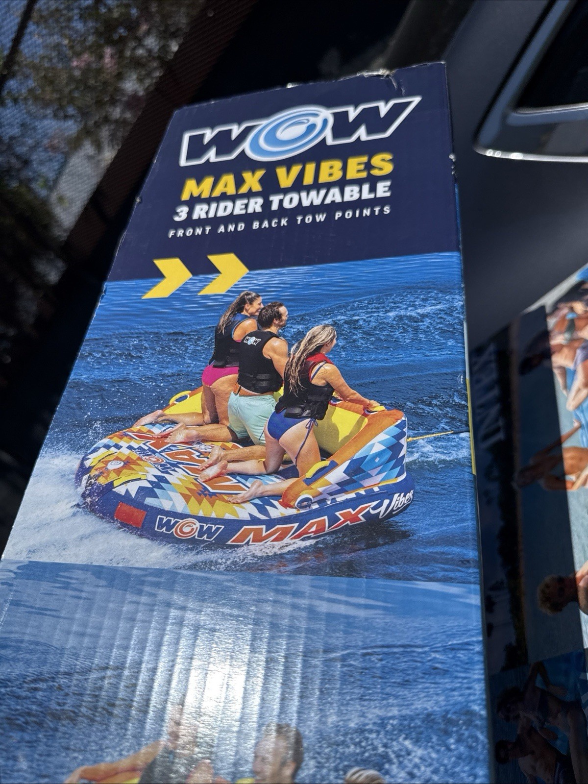 WOW Sports Max Vibes 1-3 Rider Inflatable Towable Tube Boat Raft Float