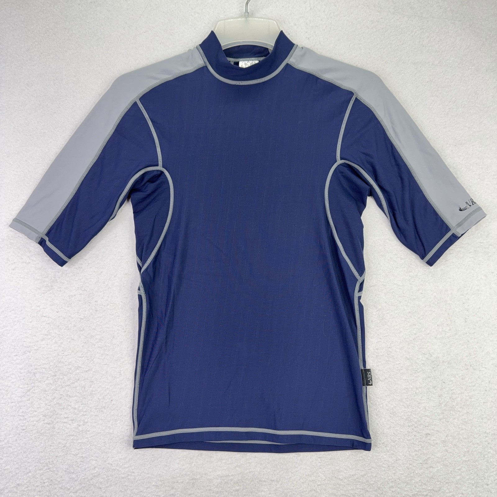 NRS Rash Guard Men’s XS Navy Blue Gray Color Block Nylon Spandex Outdoor Beach