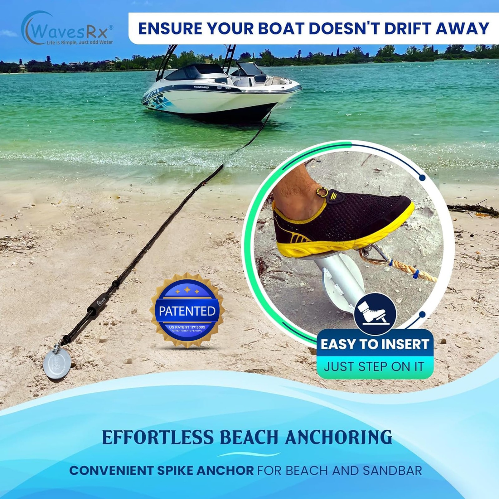 WAVESRX Ultra-Light Aluminum Beach Anchor for Jet Ski, Boat & Kayak