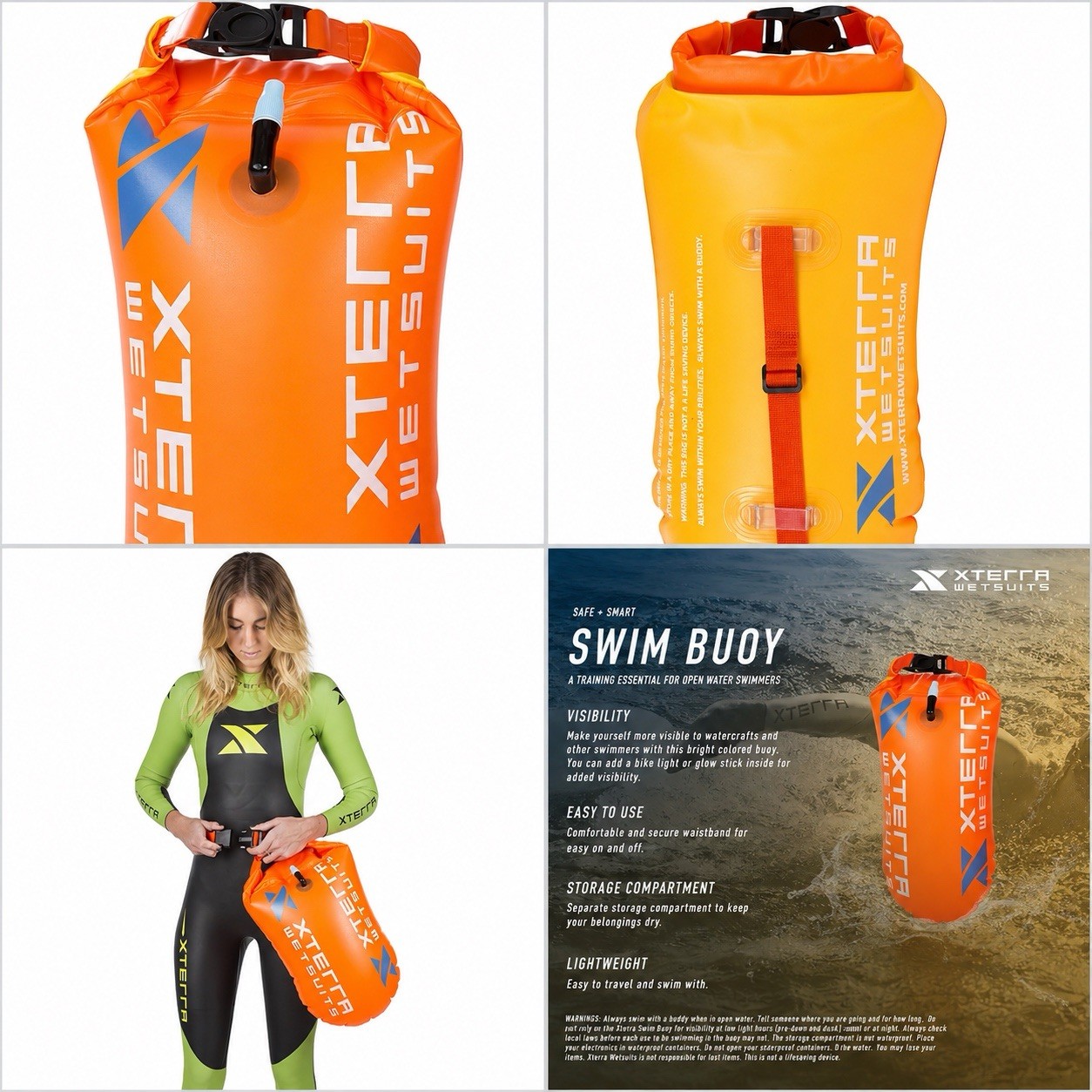 Open Water Swim Buoy Float Dry Bag – 22”x 10” Before Inflation Xterra Wetsuits
