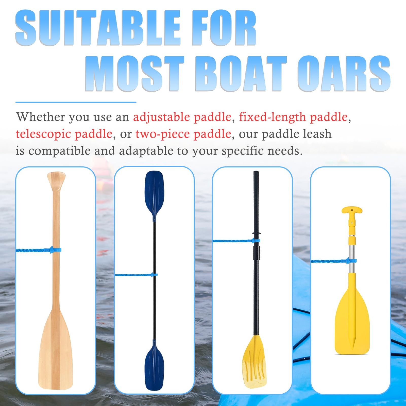 1/2/4 Pack Kayak Paddle Board Tether Leash Stretchable Strap Lanyard Rope