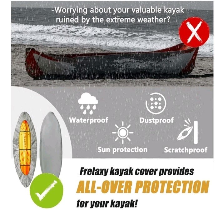 Frelaxy 420D Kayak Cover, Heavy Duty Waterproof UV Resistant Kayak Covers