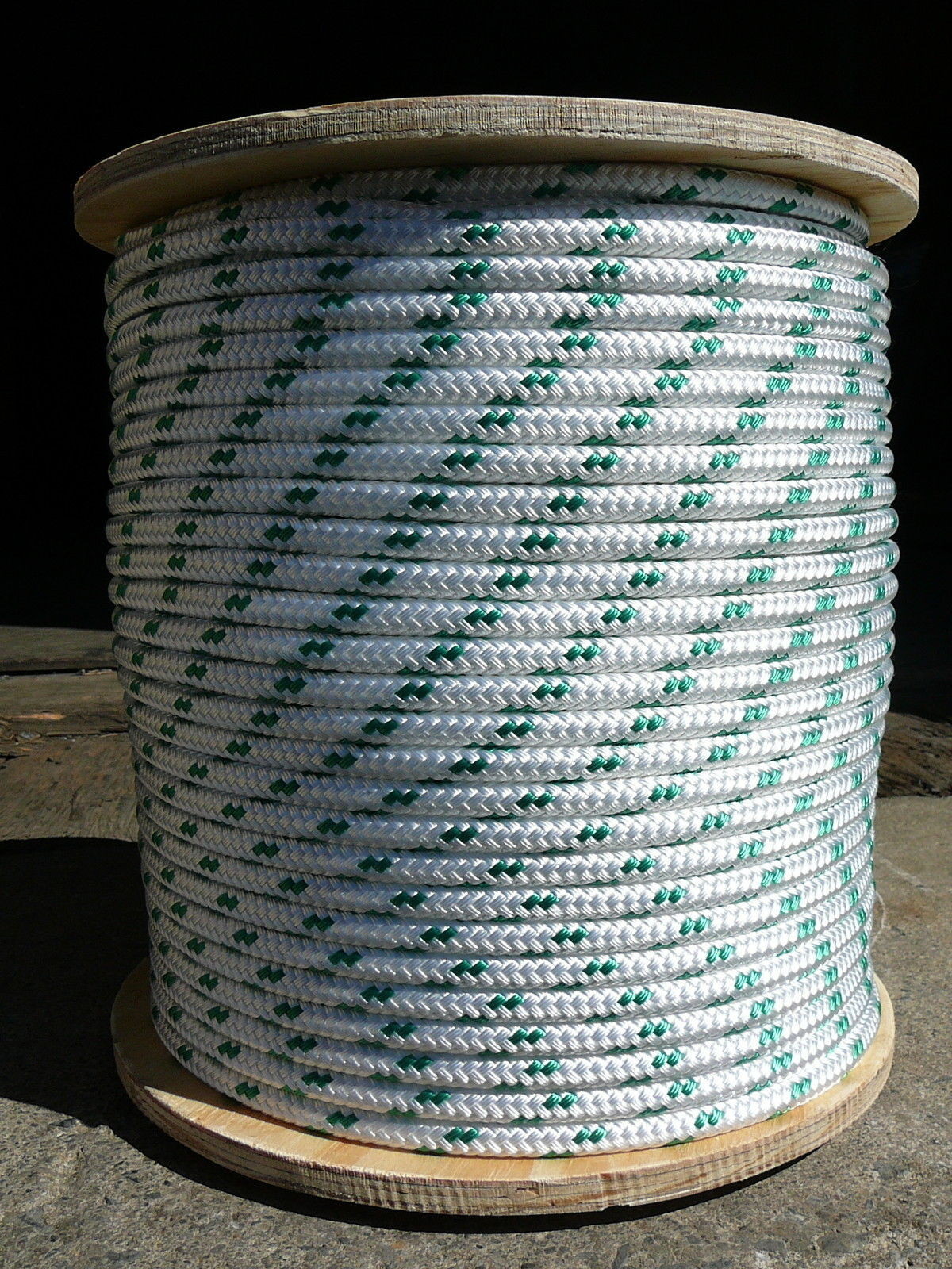 Sailboat Rigging Rope 3/8″ x 30′ White/Green Double Braided Sheet Halyard Line