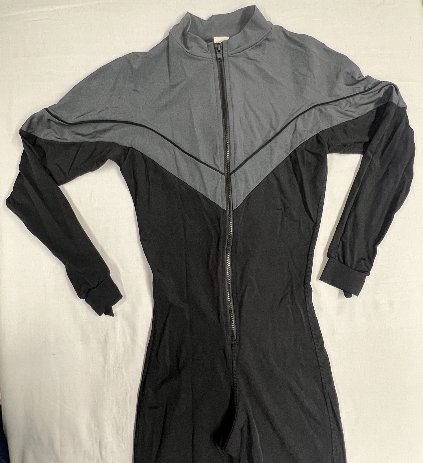 Vintage Performance Dive Skin Suit Full Body Black Gray Cosplay USA 80s 90s M
