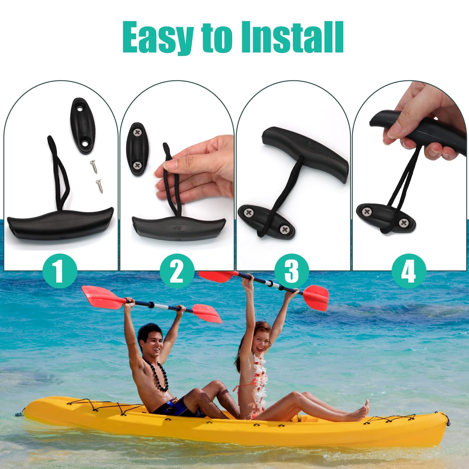 Kayak Handles 2 Pack Heavy Duty, Plastic Carry Handles T Rope Handle Kayak Ac…