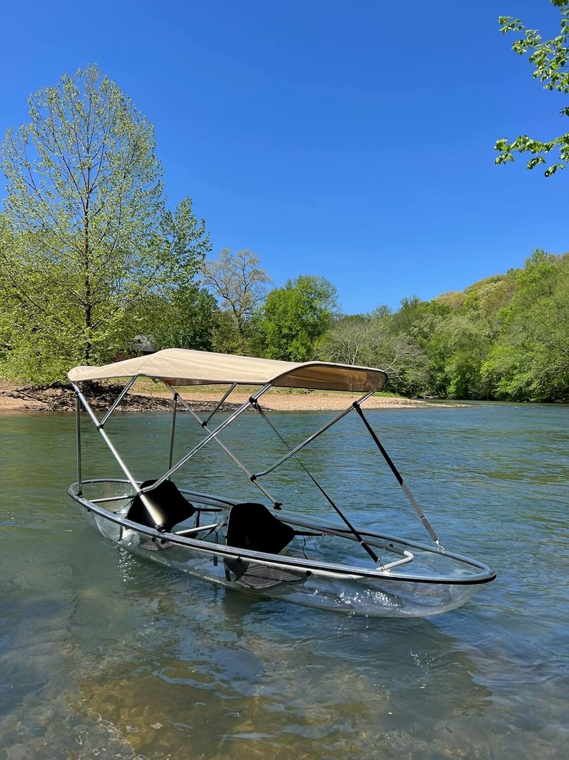 CRO 3’x8′ Canoe/Kayak Sun Shade Canopy Bimini Top – Blocks UV/Heat/Rain – Beige