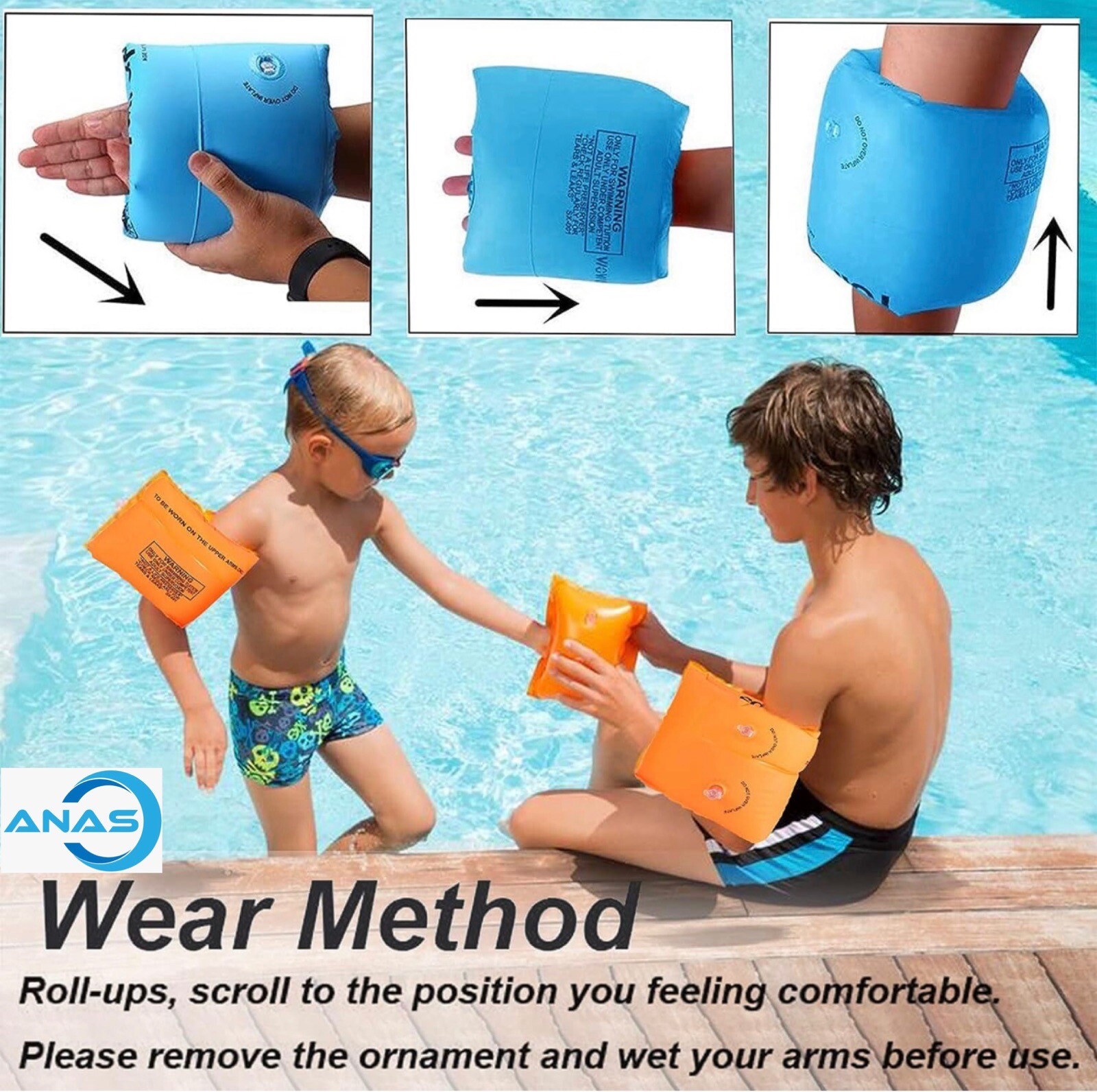 3 Set Of Floaties Inflatable Swim Arm Bands Rings Floats Tube Armlets for Kids