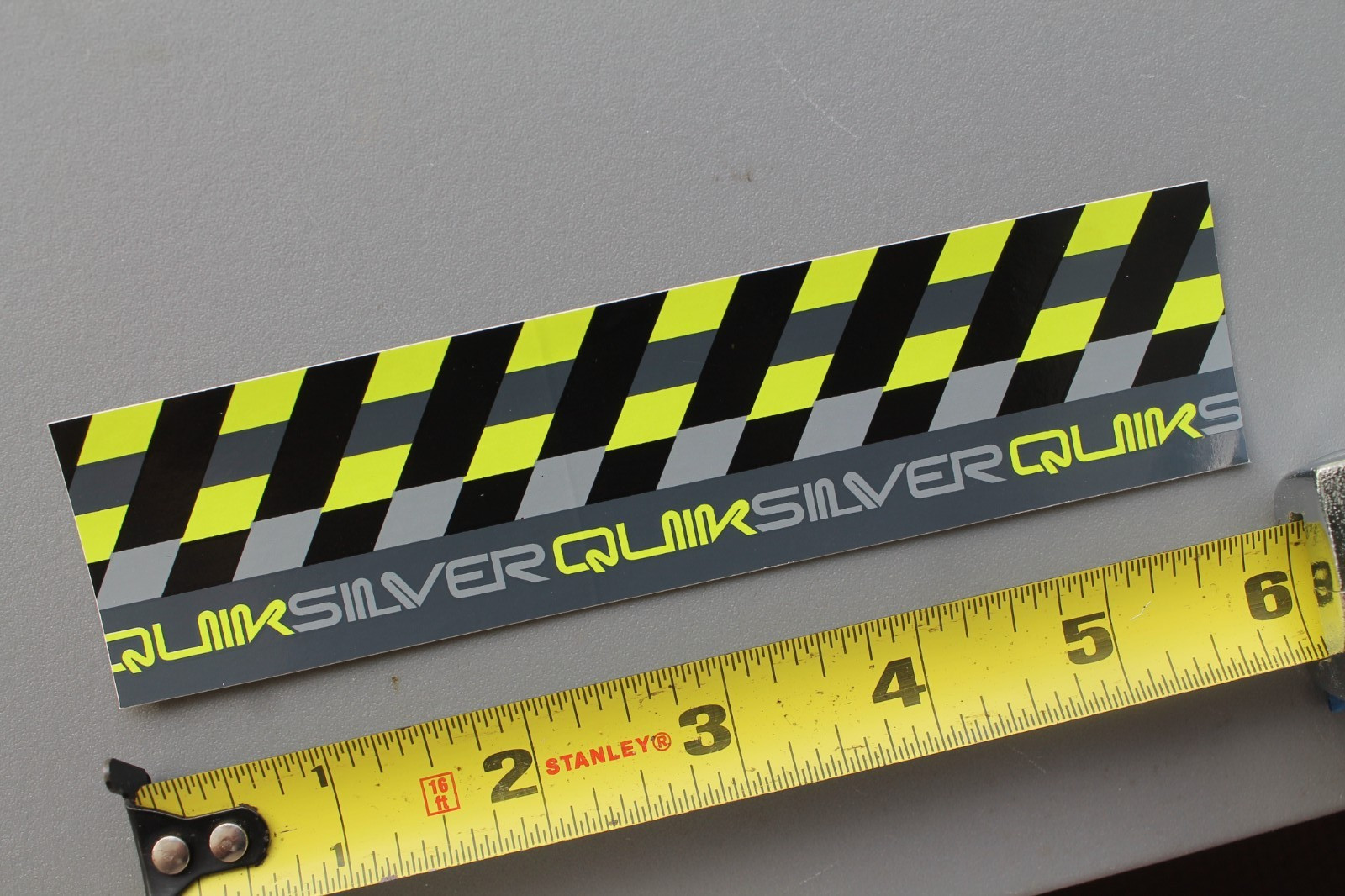 Quiksilver Surfboards Neon Yellow Grey Black Punk OG QS1 Vintage Surfing STICKER