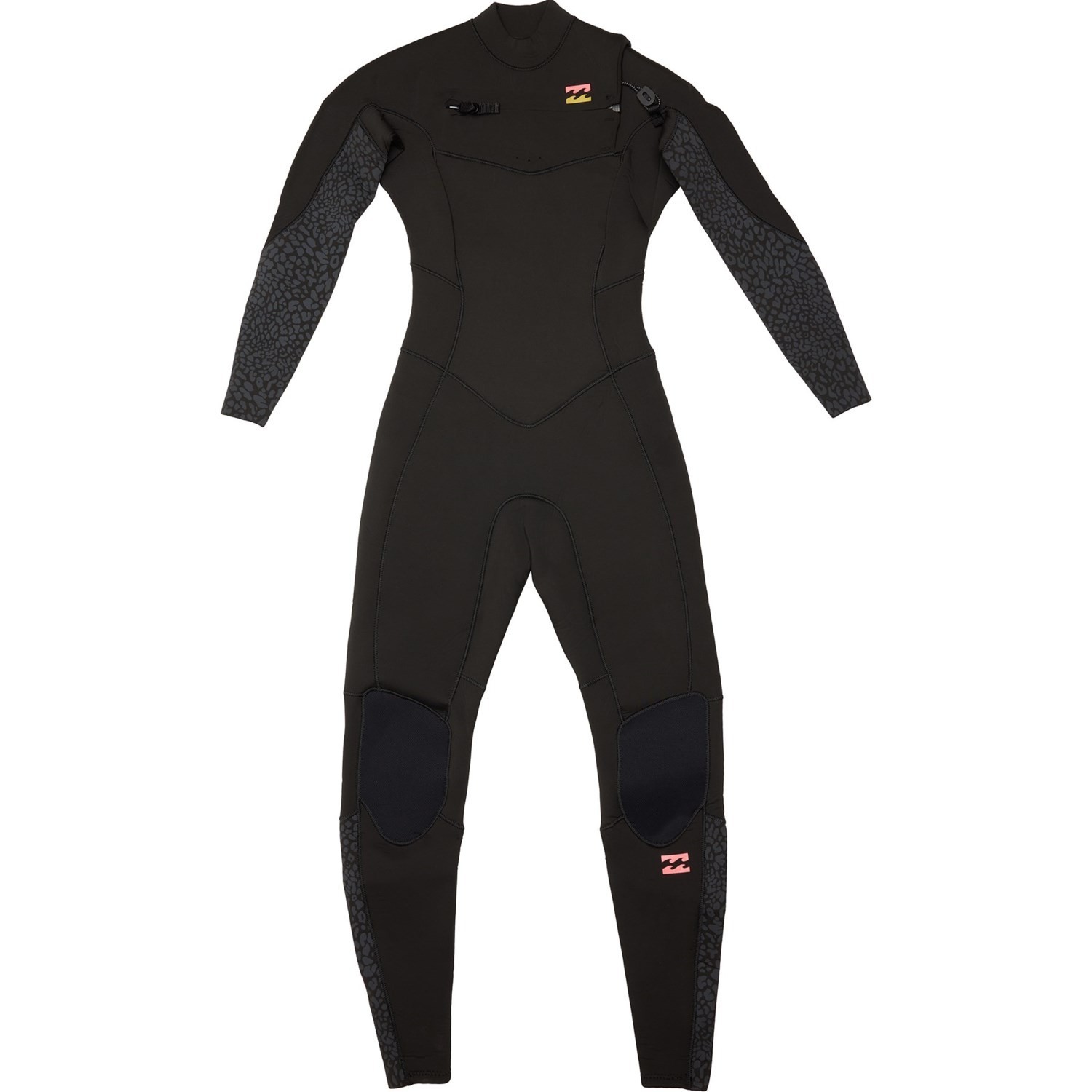 Billabong Synergy 4/3mm Chest Zip Full Wetsuit Womens 10 Wild Black Leopard NEW