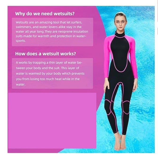 HydroPro 3.0 Wmn Full Length Wetsuit Long Sleeve/Pant 1-Piece Pink/Black 3mm XS